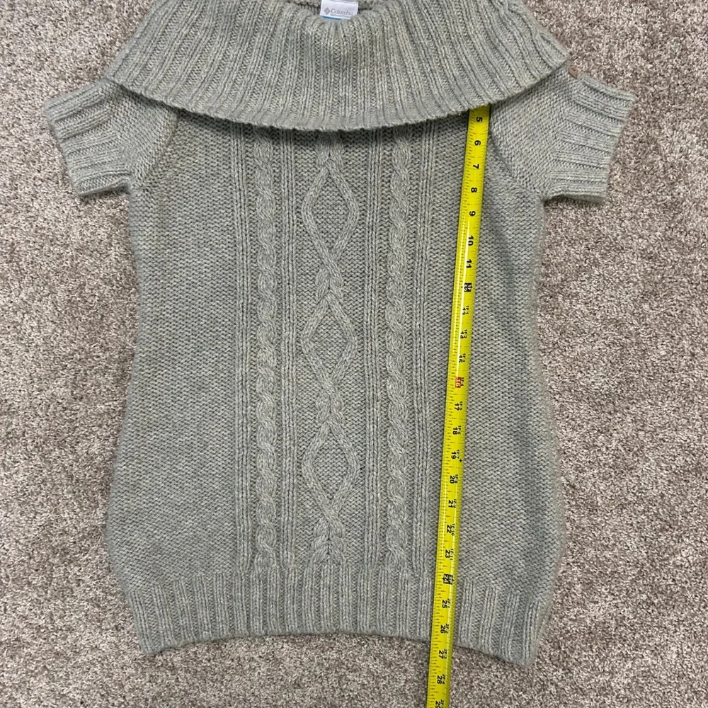 Columbia Wool Blend Gray Cable Knit Off Shoulder Cowl Neck Sweater Women Large
